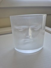Presse-papier Daum France Roy Adzak – Visage en cristal dépoli