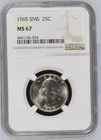1965 SMS Washington Quarter NGC MS67 - Superb Gem & Frosty
