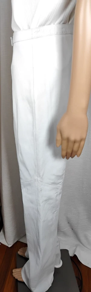 Pantalones Venus Williams Wilsons Cuero Suave Mujer Talla 10 Blanco Moto Pierna Recta Foto 2 de 4