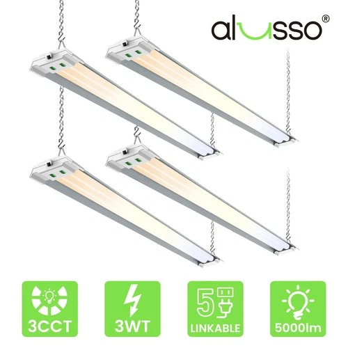 4 Pack 4FT LED Shop Light 3CCT 5000lm Linkable Fixture Ceiling Lights for Garage