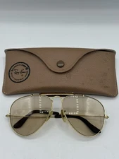 Vintage Ray Ban Bausch & Lomb  Gold Outdoorsman USA Aviator Sunglasses  Leather
