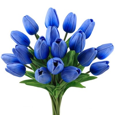 18pcs Tulips Artificial Flowers Faux Tulip Real Touch Fake Flowers Bouquets A...