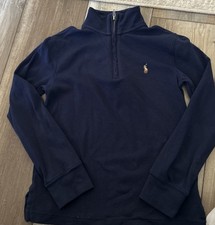 Polo Ralph Lauren Boys Size 8 Pullover 1/4 Zip Up Navy Blue
