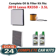 Fits: 2018 Lexus RX350 3.5L Complete Air, Oil & Cabin Filter Kit (0W-20)