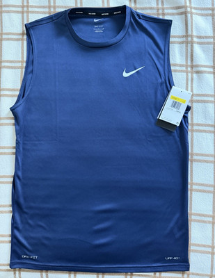 Nike Dri-FIT Nike Swim Men's Tank Top Blue S UPF 40+ Lightweight NESSA585