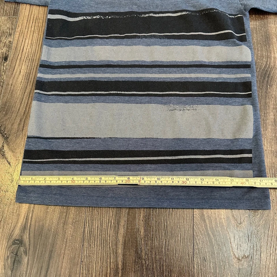 Volcom Shirt Adult Men's Blue Distressed Stripe Short Sleeve Logo, Size: S Small - Image 4 of 4