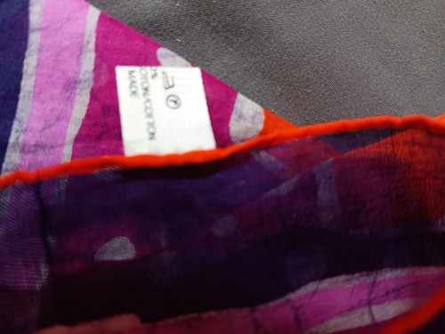 Vintage Fisba-Stoffels Mandela Handkerchief 100% Cotton Swiss Made Purple Pink - Picture 5 of 5
