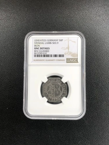 Undated Germany 50P Stendal Lamb-503.9 NGC UNC Details Rev Cleaned Iron Coin