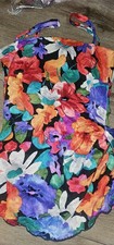 Vintage 90s Roxanne Floral One Piece Swimsuit Black Multicolor High Cut Retro M