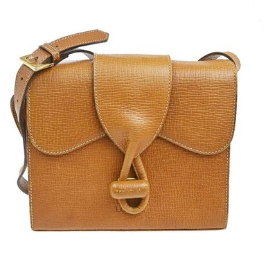 LOEWE Logo Shoulder Hand Bag Crossbody Embossing Leather Brown Italy GHW 31CA636