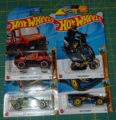 4X - 2024 Hot Wheels - Mercedes Unimog, Roll Cage, Tred Shredder, Rally Speciale