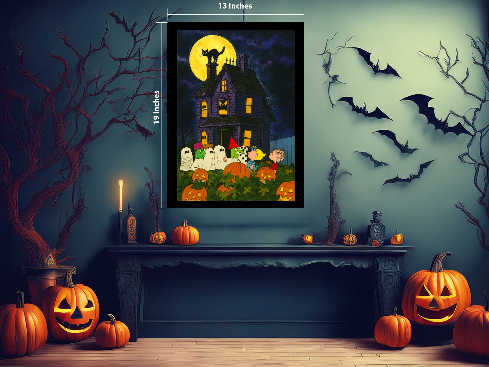 Charlie Brown Halloween Photo Haunted House Poster 13"x19" Halloween decorations