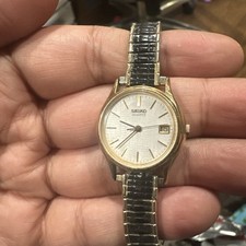 Working Vintage Seiko 24MM Womens Watch Quartz Gold Tone Date Fit 6.5mm Rare