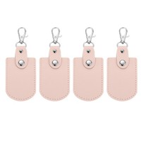 4 StüCk SchlüSselanhäNger Aus Leder Mit SchlüSselringen FüR AutoschlüSsel, Rosa