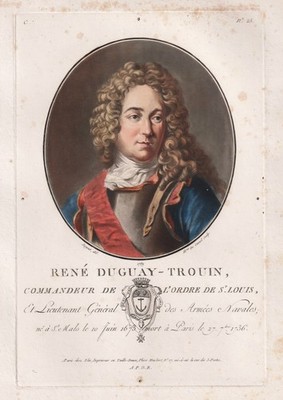 Rene Duguay-Trouin Freibeuter slave trader Pirat corsair mezzotint Portrait 1789