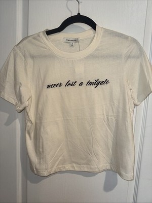 WOMENS TEE SHIRT-FRANCESCA S COTTON IVORY TAILGATE SIZE SMALL NWT