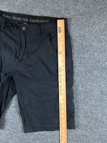 prAna Zion Shorts Mens 35 Black Cargo Stretch Hike Camping Gorpcore 12" Inseam - Picture 7 of 9