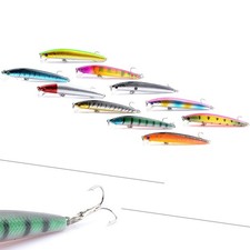 10PCS Fishing Lures Minnow baits Crankbaits Jerkbait Lot Hooks Baits Bass Tackle
