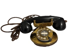 Vtg Automatic Electric Company Chicago Monophone Rotary Phone Brass Bass