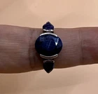 Vintage 925 Sterling Silver Three Natural Blue Stone Ring / Size 9