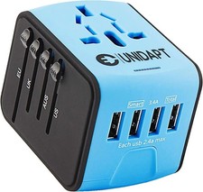 UNIDAPT 199-4U-BLUE Universal International Travel Power Adapter - Blue