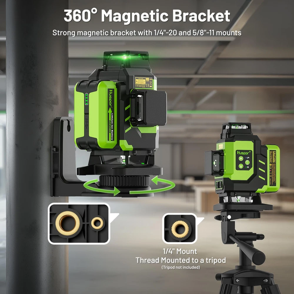 Laser Level, Self-leveling 16 Lines Green Beam 4D Cross Line Tiling Floor Las...