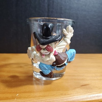 TEXAS 3-D Attached Cowboy Shot Glass Souvenir 