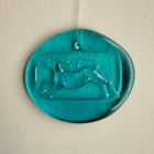 Blenko Deer Reindeer Suncatcher Ornament Aqua Blue Pressed Art Glass Nature EUC