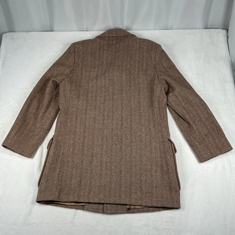 VTG Pendleton Mens USA Made Tweed Brown Gray Wool Jacket Car Coat Size 40 EUC - Image 3 of 4