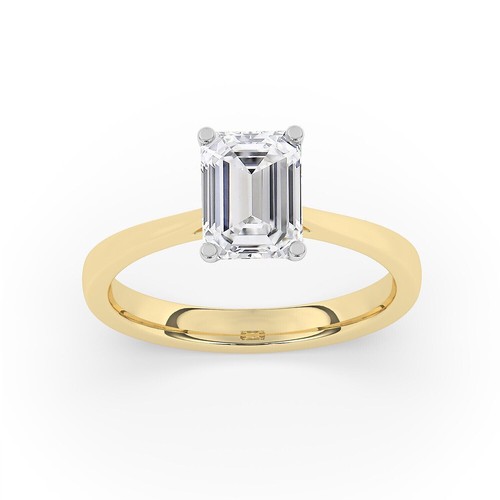 2.00 Ct Lab Grown CVD Diamond Solitaire Ring 18k Solid Yellow & White Gold - Picture 2 of 4