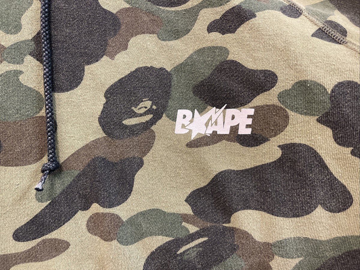Bape 1st Camo Side Zip Pullover Hoodie Green Camo Used Size Medium