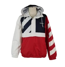Members Only windbreaker jacket mens medium red white color block pullover NEW