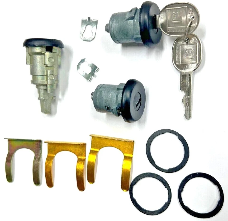 Nuevo para Chevy GM OEM Juego de llaves de cerradura de maletero/puertas negras con llaves a juego Foto 3 de 3