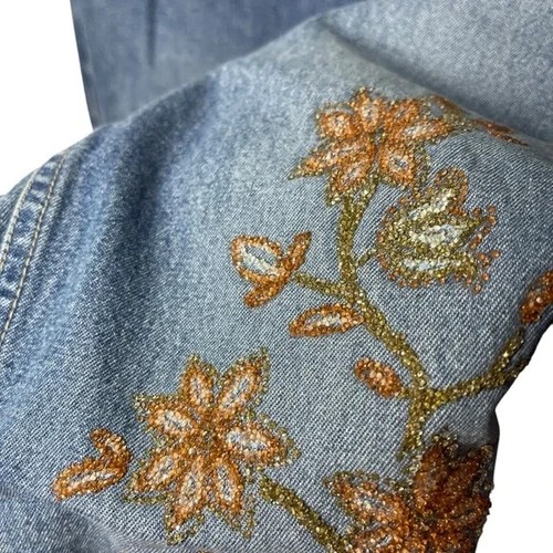 Jeans No Boundaries Vintage Y2K Azul con Cuentas Florales Bordadas Talla 7 - Imagen 5 de 6