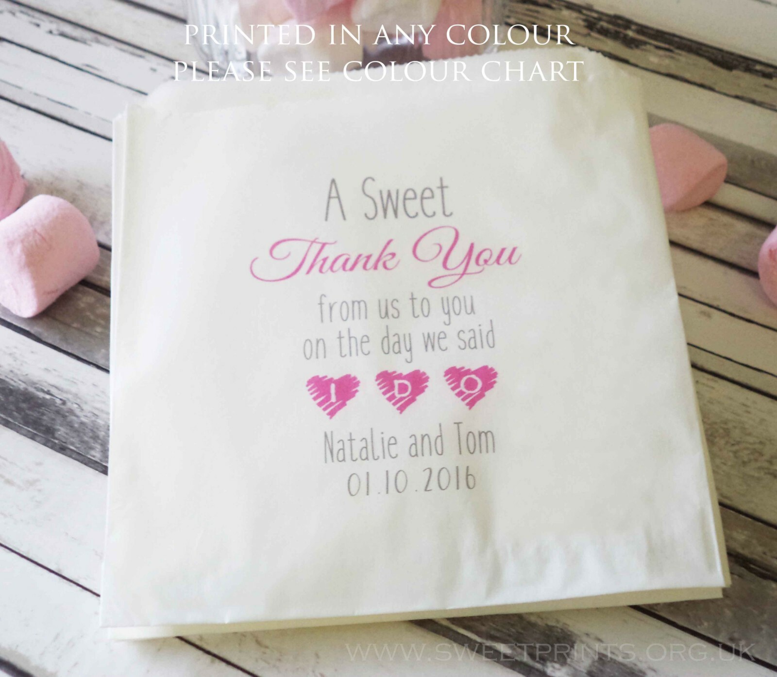 Personalised wedding sweet bags candy cart favour bags a sweet thank