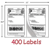 400 Shipping Labels for printing USPS UPS eBay Postage Self Stick Half Sheet