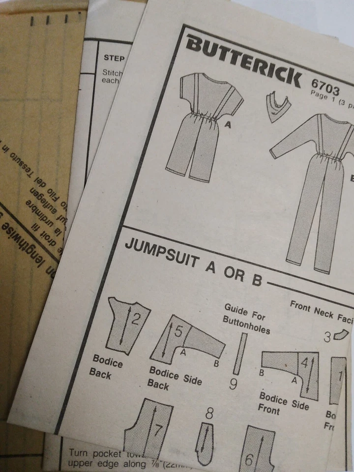 Jumpsuit Pants Shorts 8 10 12 Butterick 6703 Sewing Pattern UC VTG 80s One Piece - Image 4 of 4