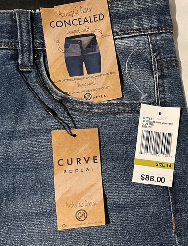 Curve Appeal Concealed Comfort, High Rise Jeans, Size 14/32, Inseam 26” NWT $88 - Picture 3 of 7