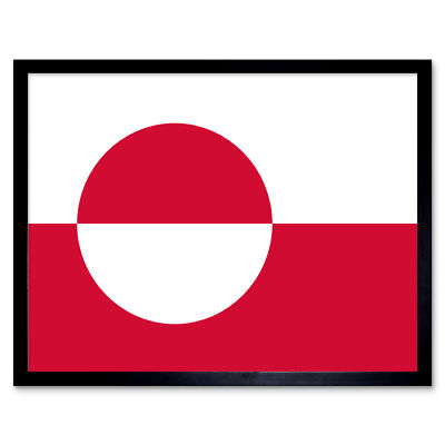 Grönland Nationalflagge Weltflaggen Land Poster Gerahmter Wandkunstdruck 12x16