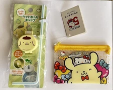 Pompompurin Daiso Set - HK 50th Anniversary Zipper Pouch - Water Bottle Cap