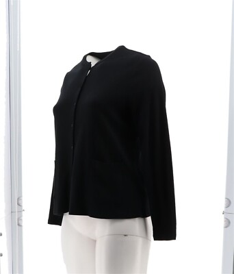 Isaac Mizrahi Essentials Button Front Cardigan Jet Black M NWOT