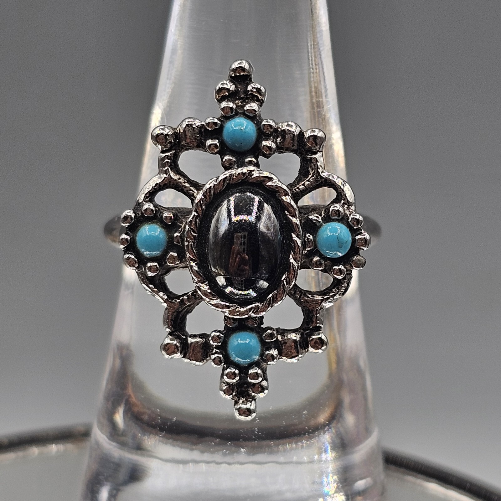 Avon Germany Ring Silver Plated Simulated Turquoi… - image 1