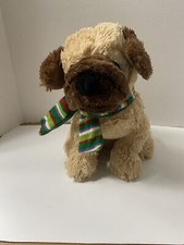 Dog Plush Stuffed Animal with Scarf Soft Puppy 11" Brown Beige Caltoy