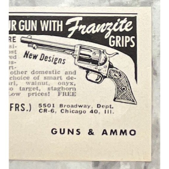 Franzite Pistol Grips Mini Print Ad Vintage 1962 Chicago IL eBay