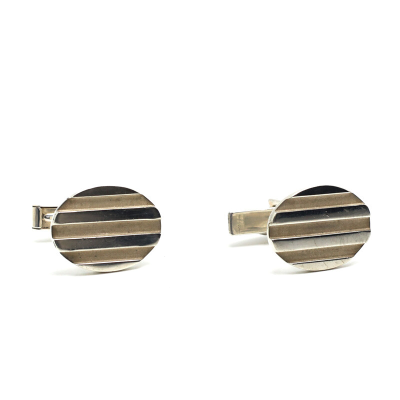Tiffany Oval Cufflinks Striped Silver 925 Silver Color Men's Accessories Suit