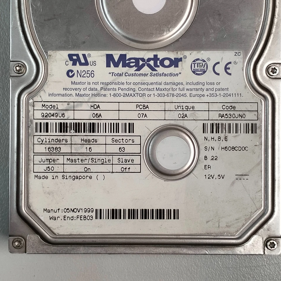 Maxtor DiamondMax Plus 6800 20.4GB 3.5" HDD IDE ATA/66 2MB 7200 RPM 92049U6 - Image 2 of 4