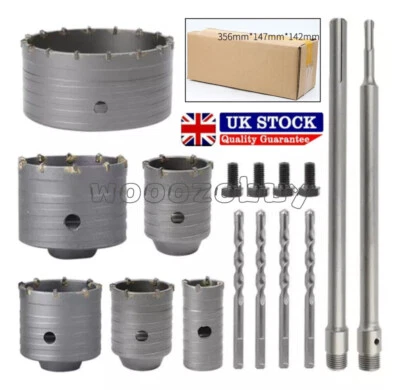 SDS Plus Hammer Wall Hole Saw Open Drill Bit Set For Concrete Brick 35mm-110mm