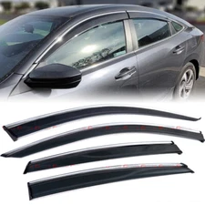 For 2018-2022 Honda Accord Chrome Trim Window Visors Vent Rain Guards Deflectors