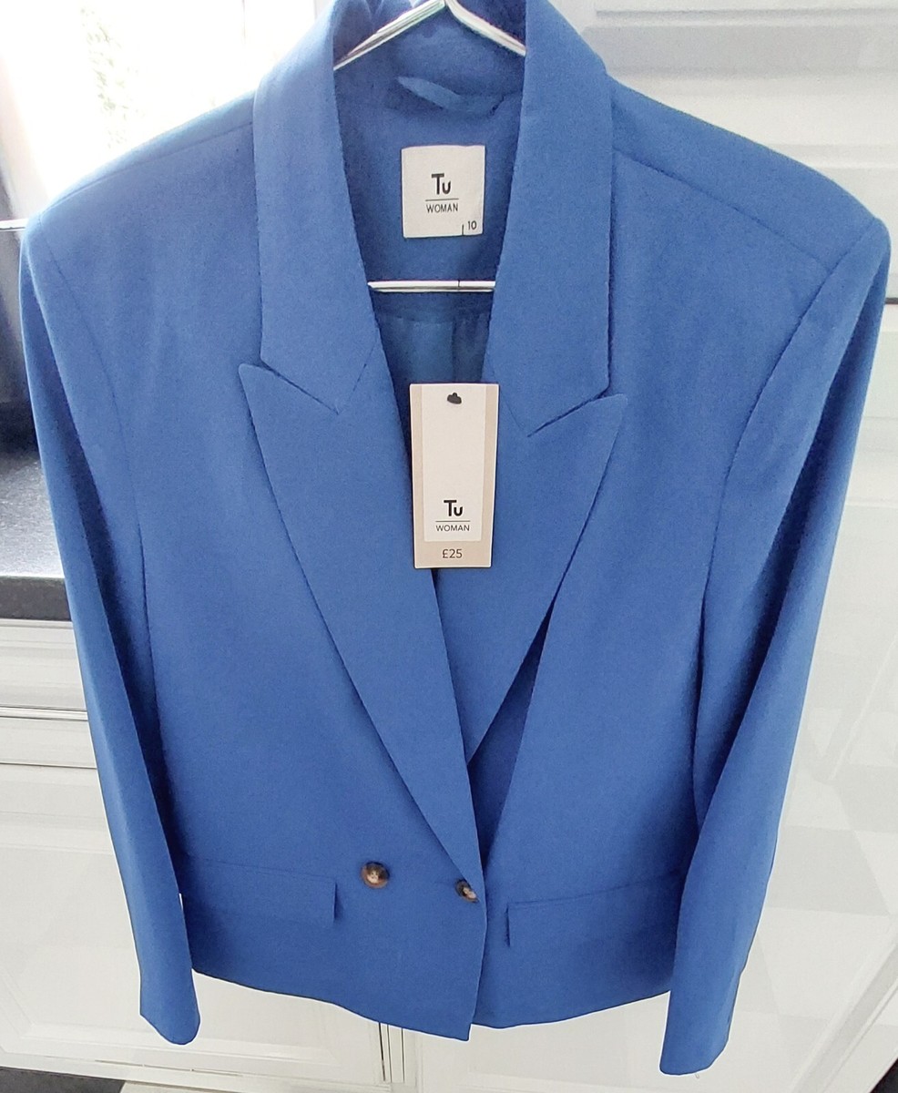 Tu Sainsburys SIZE 10 Double Breasted Blue Jacket UK