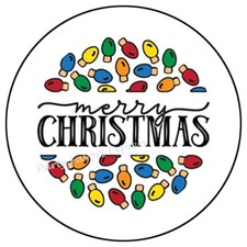 MERRY CHRISTMAS LIGHTS ENVELOPE SEALS LABELS STICKERS PARTY FAVORS